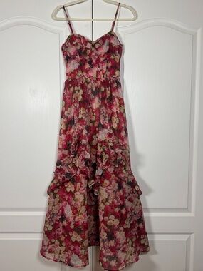Storia Floral Ruffle Maxi Dress Small Boho Cottagecore Garden Party